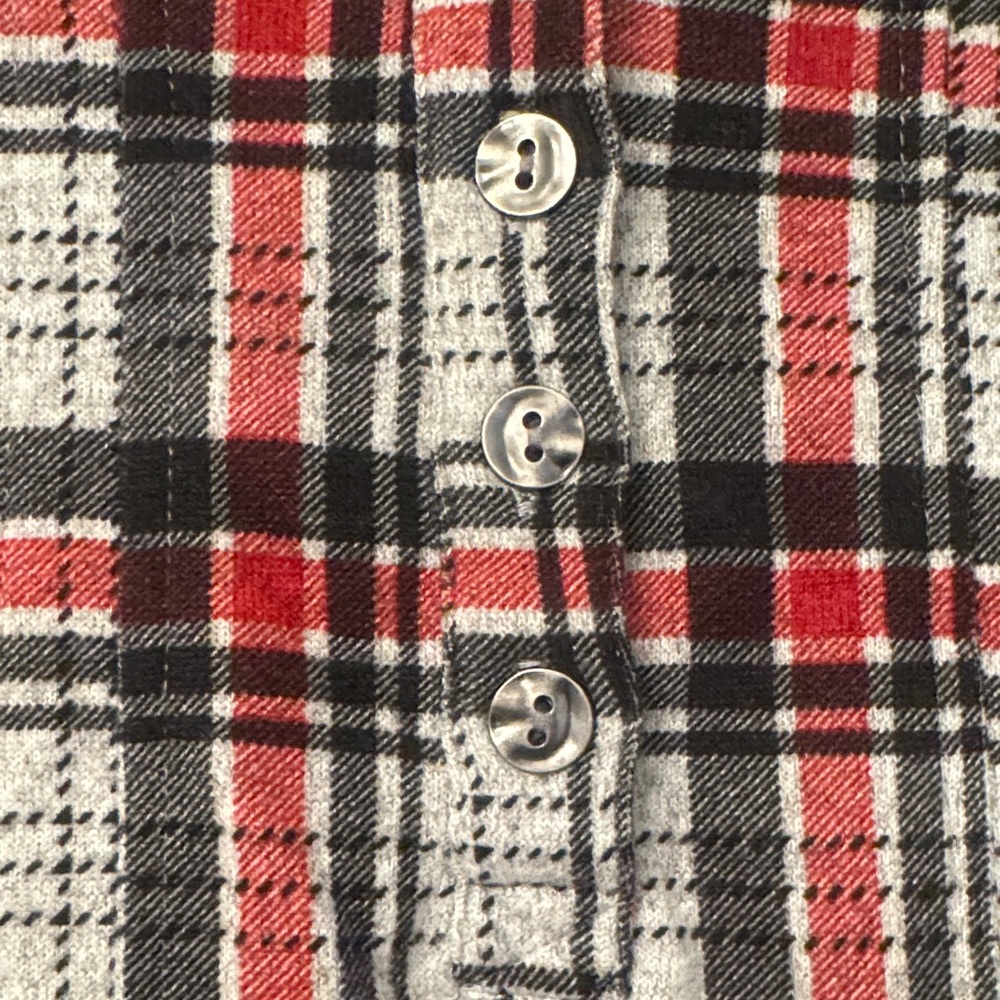 New Directions Red and Black Plaid Button-Down Shirt - Picture 3 of 4